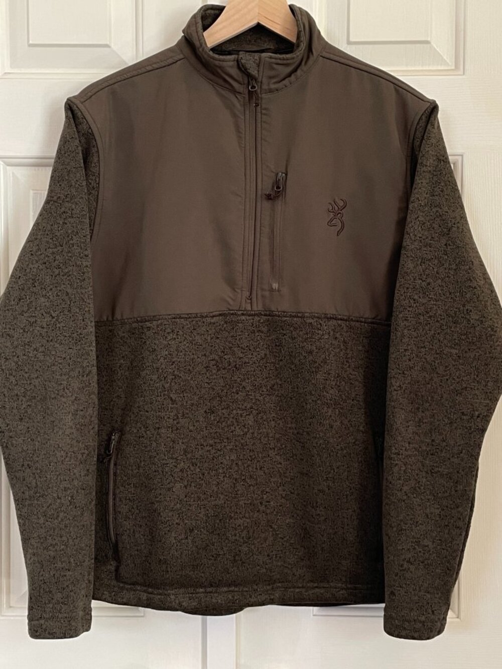 Browning Hybrid PrimaLoft Quarter Zip Men’s Medium Brown Hunting Pullover